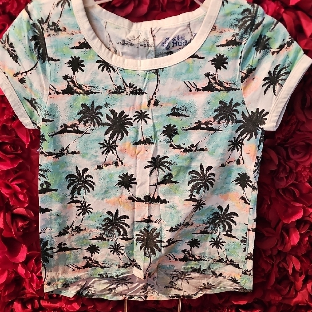 Mudd Girls Palm Tree Tropical Print TShirt - Multicolor Size 7/8